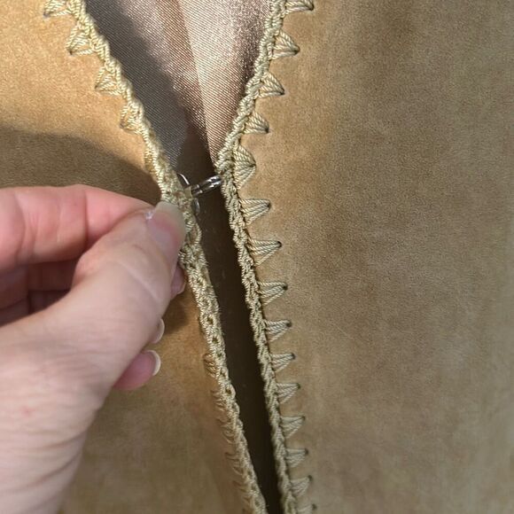 TERRY LEWIS CLASSIC Women's Tan Suede Jacket braided stitch trim boho‎ - Picture 6 of 10